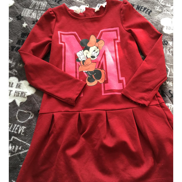 H&M(エイチアンドエム)の美品H&M可愛いミニーちゃんワンピディズニープリンセス好き キッズ/ベビー/マタニティのキッズ服女の子用(90cm~)(ワンピース)の商品写真