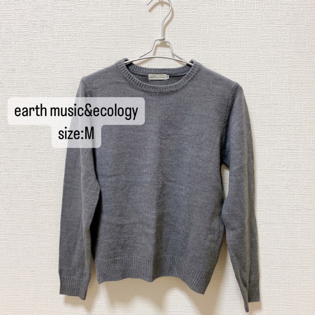 earth music\u0026ecology アース ニット クルーネック ネイビー