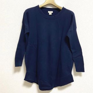 ジェイクルー(J.Crew)のJ.CREW コットン素材　裾ラウンドデザイン　袖リブ　7分袖ニット(ニット/セーター)