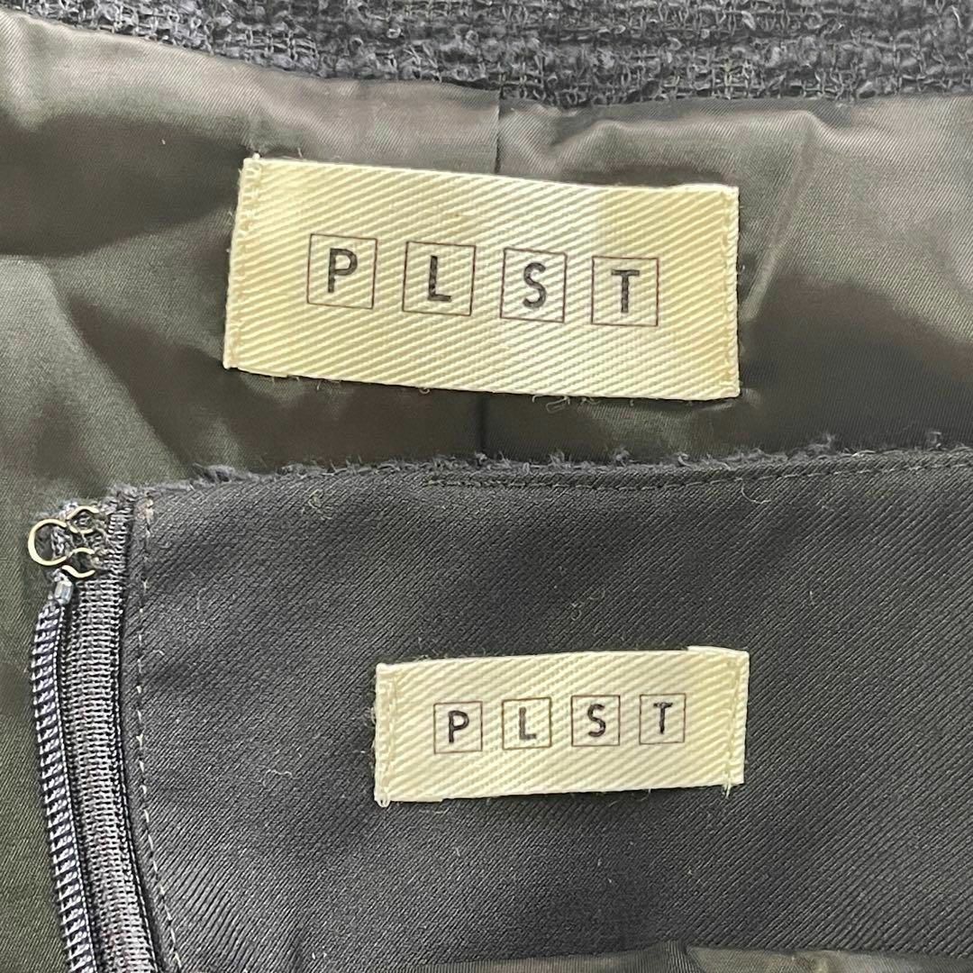PLST プラステ ノーカラーツイードジャケット スカート セットアップ