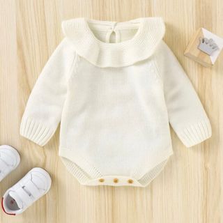 ザラキッズ(ZARA KIDS)のフリル ニット ロンパース 70(ロンパース)