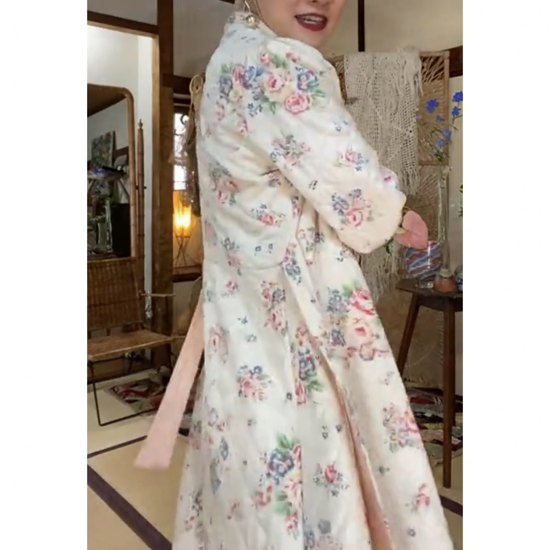 ヴィンテージ キルティング フラワー 花柄 長袖 ローブ marte キルティングコート
