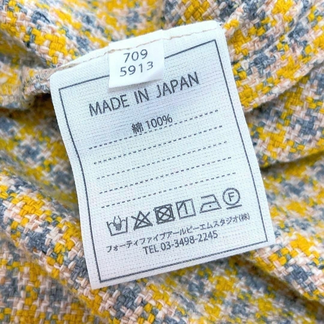 タグ付き✨️45R ツイードチェックワンピース イエロー×グレー サイズ0