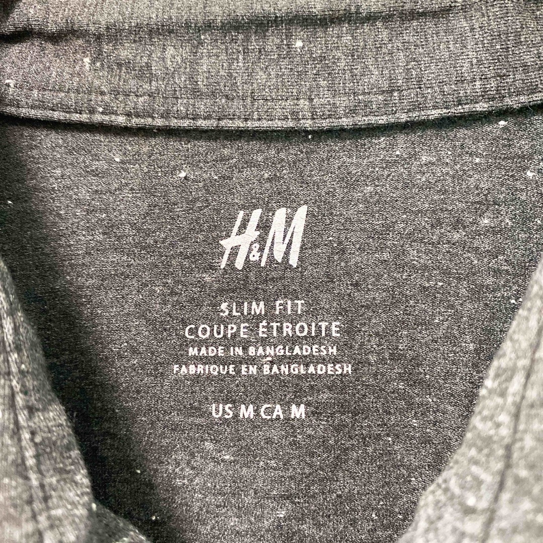 H&M(エイチアンドエム)のH&M 半袖ポロシャツ　ラガー　霜降り　無地　プレーン　男女兼用　グレー　M メンズのトップス(ポロシャツ)の商品写真