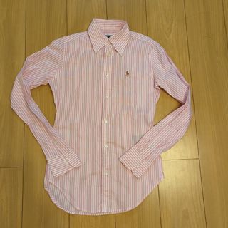 ポロラルフローレン(POLO RALPH LAUREN)のセール【ほぼ新品】ラルフ　ピンク✕白　ラルフ　ストライプ　スリム　シャツ　長袖(シャツ/ブラウス(長袖/七分))