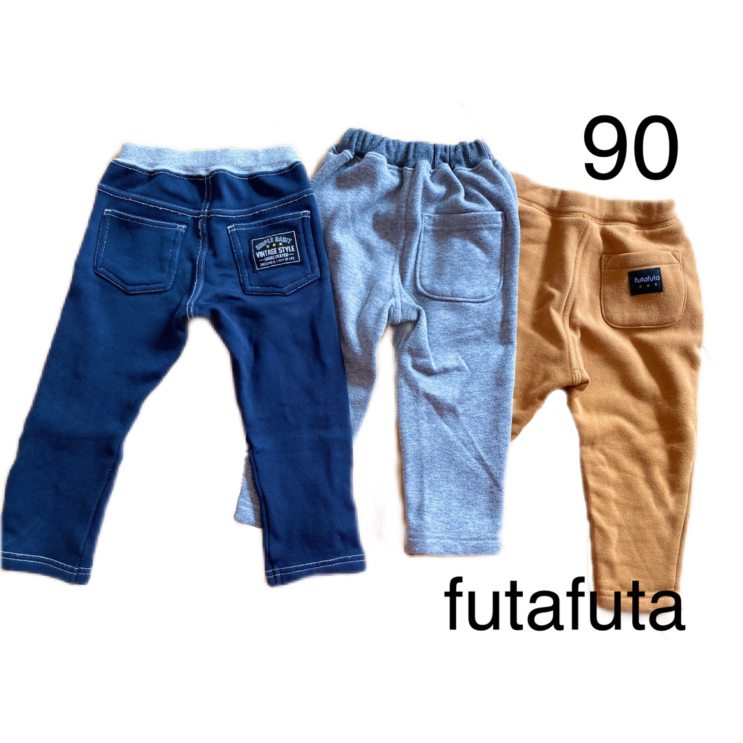 futafuta(フタフタ)の長ズボン　パンツ　90cm 3点セット　まとめ売り　裏起毛 キッズ/ベビー/マタニティのキッズ服男の子用(90cm~)(パンツ/スパッツ)の商品写真