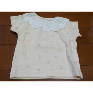 新品　女児　半袖　Tシャツ　サイズ60～70　衿がかわいい　チェリー(Ｔシャツ)