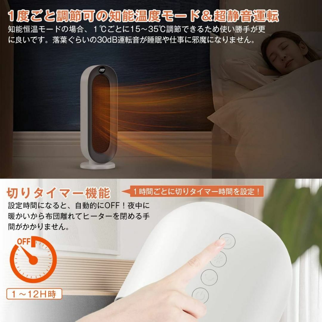 リモコン操作で細かな温度調整ができる速暖セラミックヒーター 5