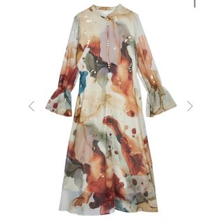 アメリヴィンテージ(Ameri VINTAGE)のUNDRESSED AMELIA INK ART DRESS ワンピース　アメリ(ロングワンピース/マキシワンピース)