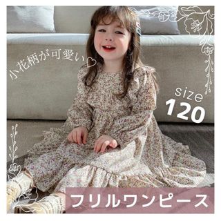 小花柄フリルワンピース　100cm 110cm 120cm 長袖　女の子　韓国(ワンピース)