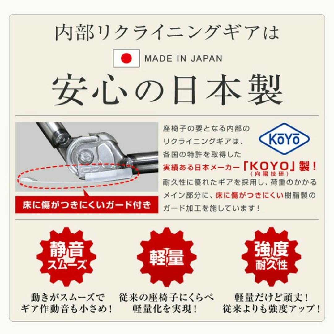 もちもち座椅子 リクライニング ハイバック チェア 厚さ11cm 6段ギア