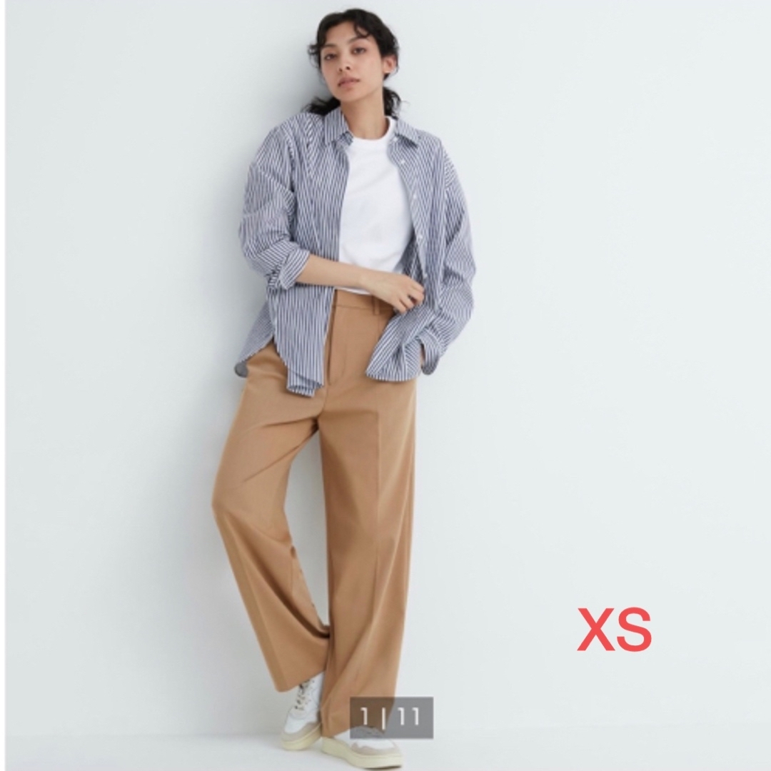 ユニクロ　タックワイドパンツ　新品　ベージュ　XS