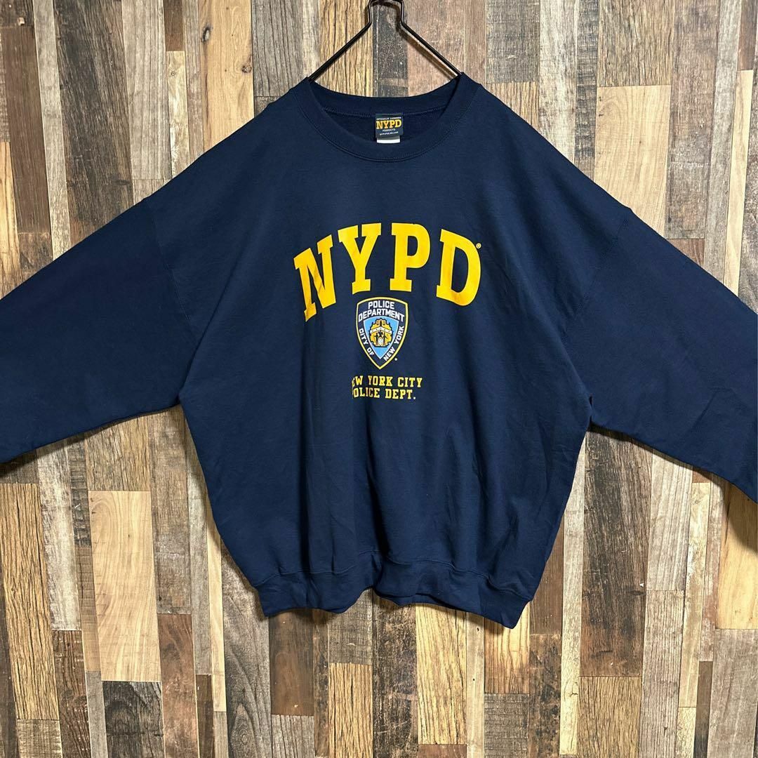 カレッジロゴ トレーナー スウェット 裏起毛 2XL ネイビー USA古着