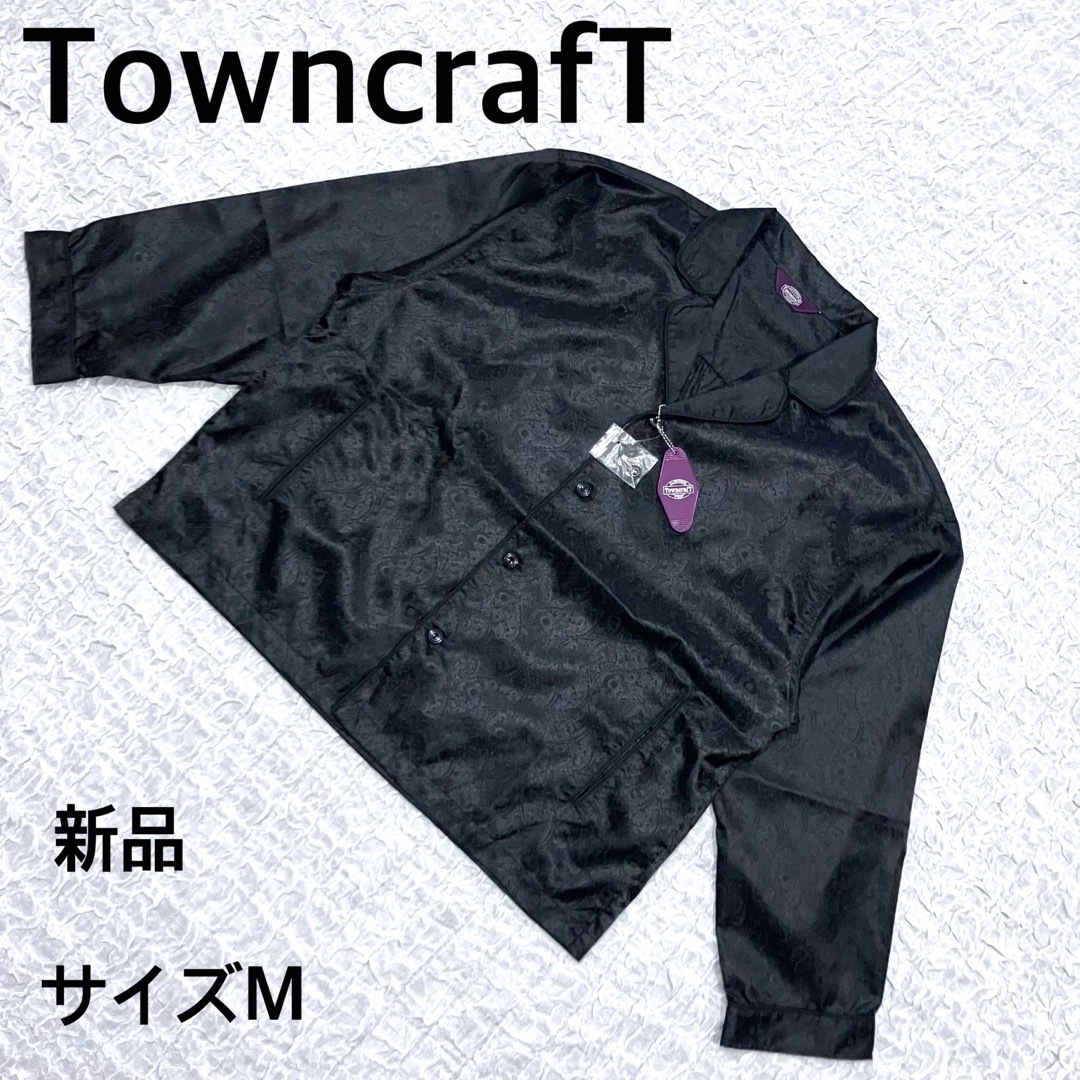 新品　TOWNCRAFT タウンクラフト　ペイズリー　長袖シャツ　ブラック　M