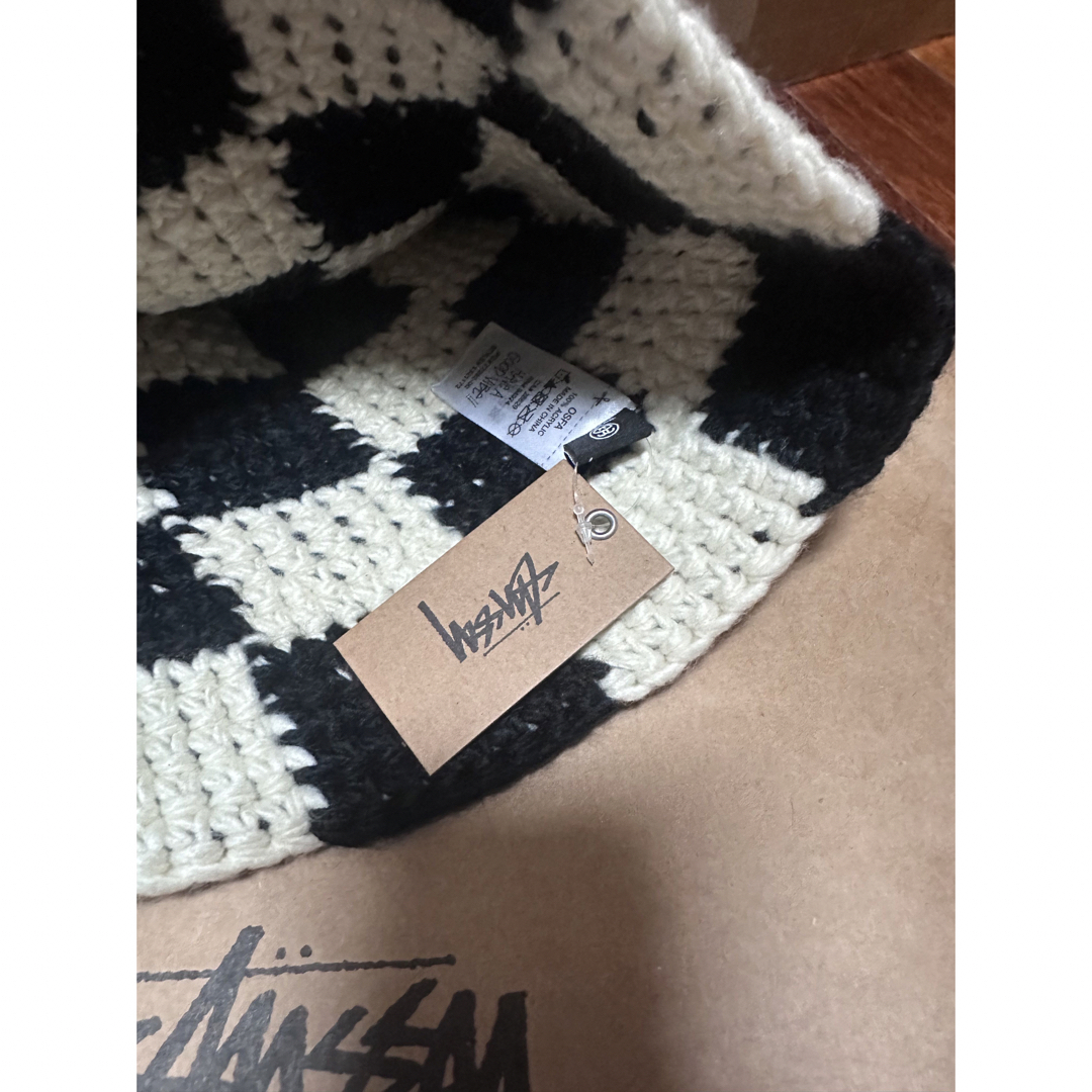 STUSSY(ステューシー)のStussy BUCKET HAT CHECKER KNIT 黒 メンズの帽子(ニット帽/ビーニー)の商品写真