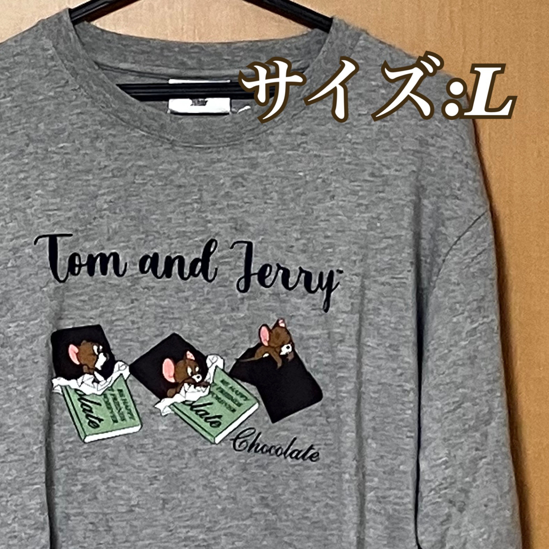 新品タグ付き トムとジェリー ジェリー 長袖 tシャツ グレー Lの通販