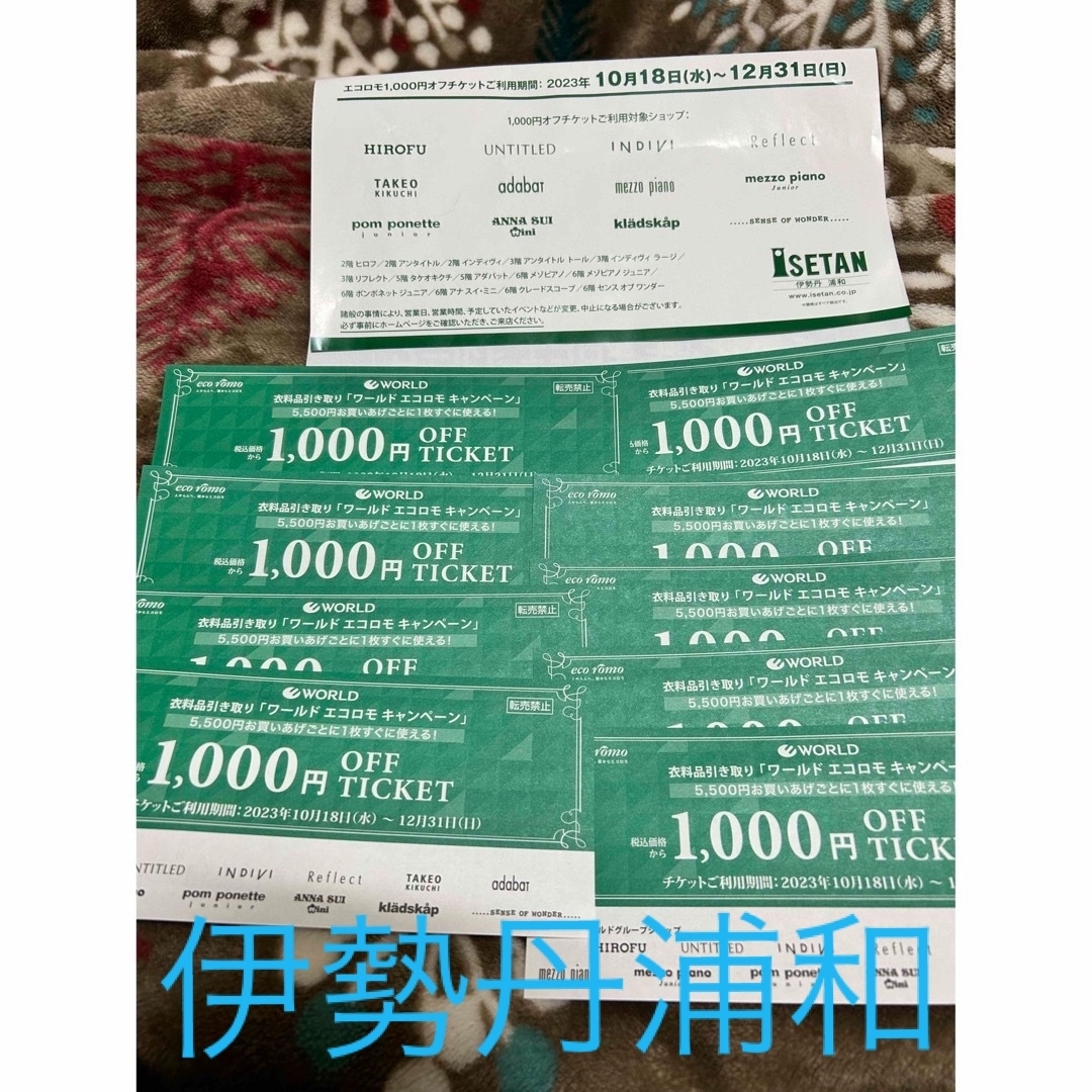 ワールドエコロモチケット　9枚　利用店舗:伊勢丹浦和 チケットの優待券/割引券(ショッピング)の商品写真