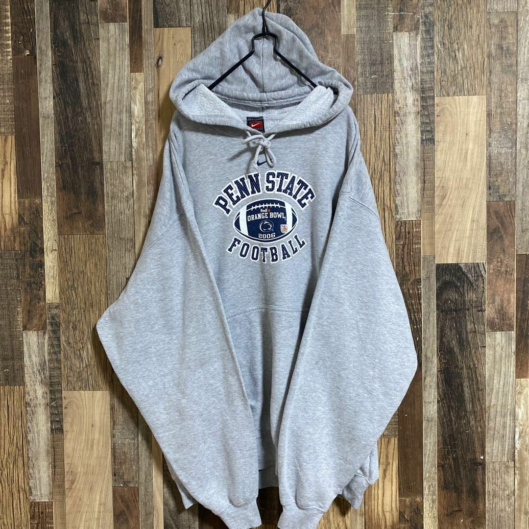 NIKE - NIKE メンズ フーディ パーカー グレー ロゴ フットボール 2XL