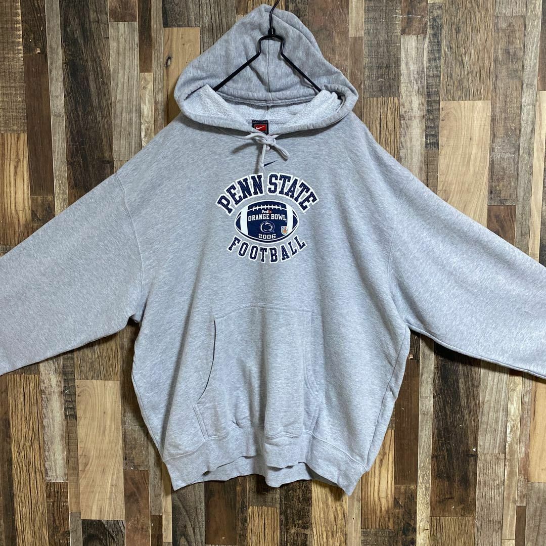 NIKE - NIKE メンズ フーディ パーカー グレー ロゴ フットボール 2XL