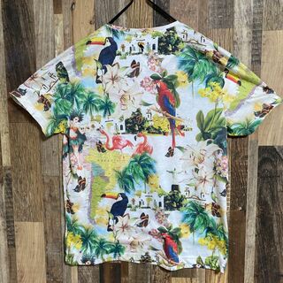 メンズ 半袖Tシャツ 総柄 カラフル 鳥 ビッグシルエットUSA 90s