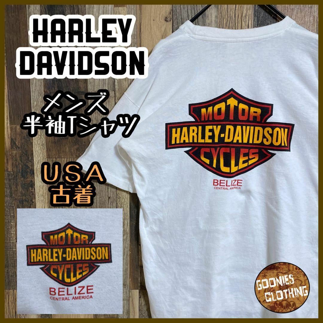 ハーレーダビッドソン メンズ 半袖 Tシャツ 白 ロゴL USA 90s