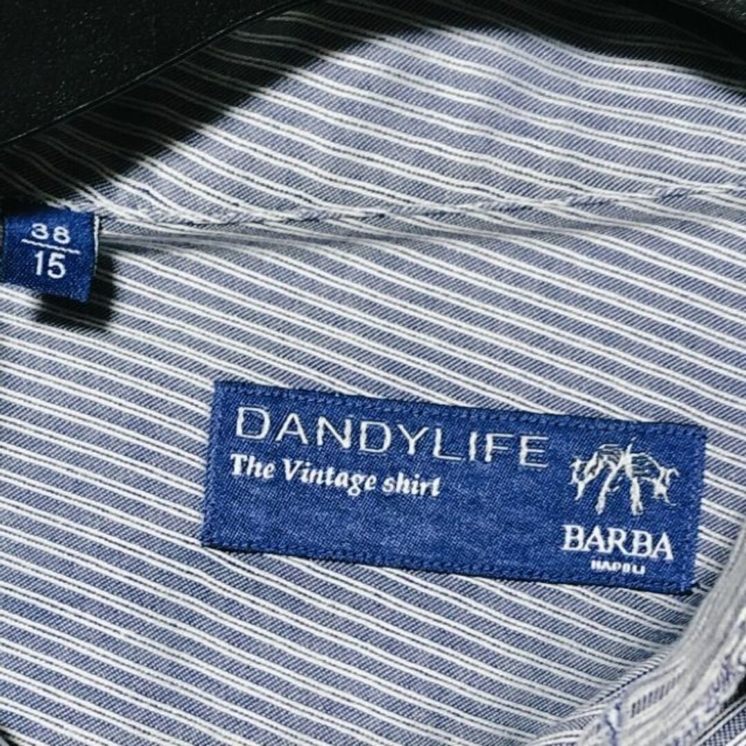 BARBA - BARBA DANDY LIFE ストライプ ワイドカラードレスシャツ 38の