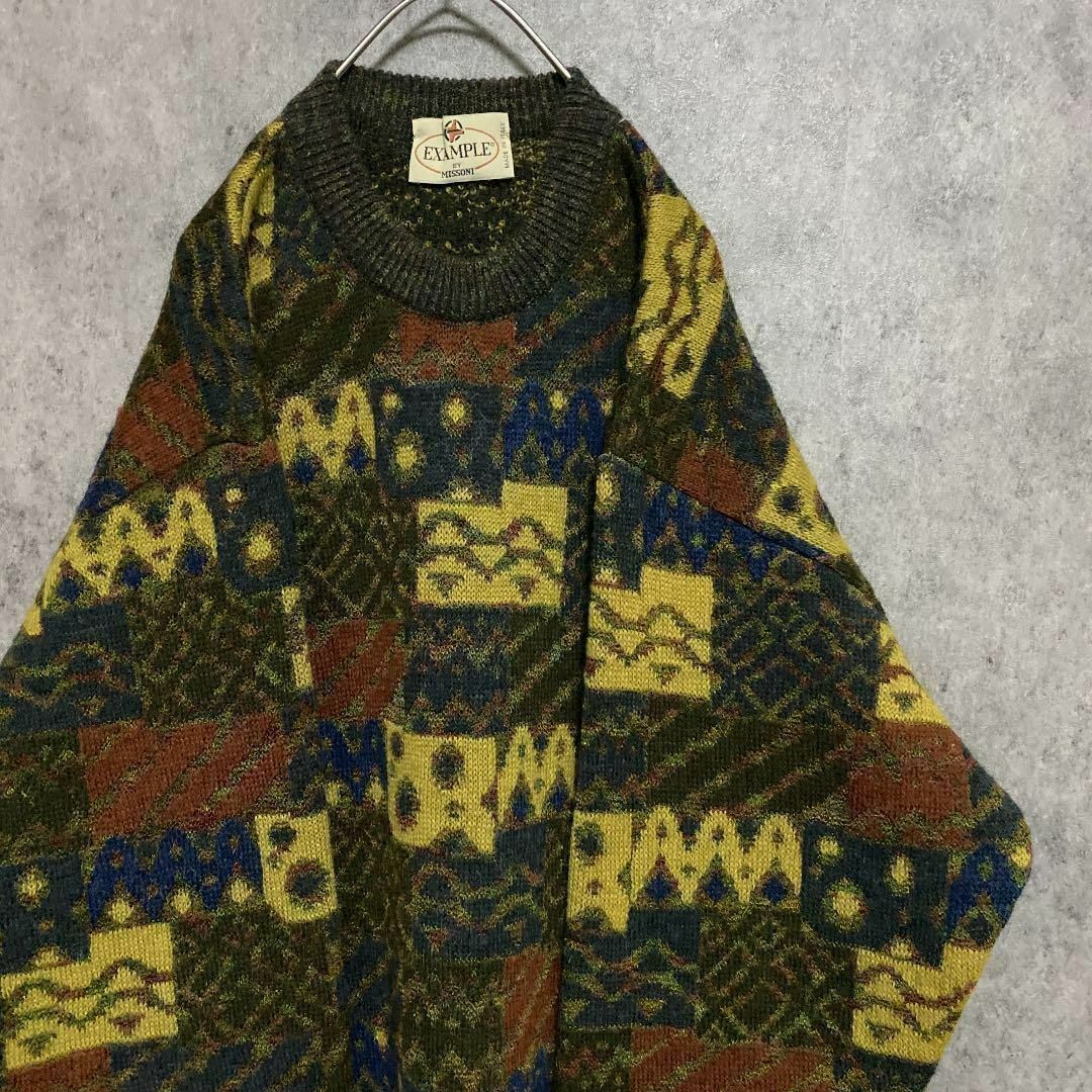 90S missoni ミッソーニ　総柄ニット　メンズ　48 古着　個性派　奇抜