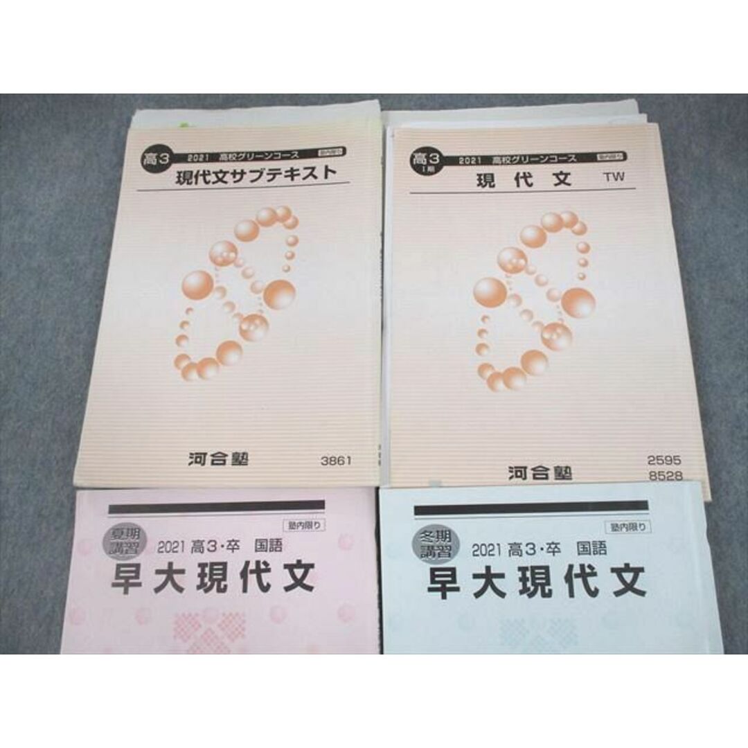 VE10-096河合塾 高3 早稲田大学 高校グリーンコース 早大現代文/TW/サブテキスト 通年セット/テスト18回分付 2021 計4冊 37M0D