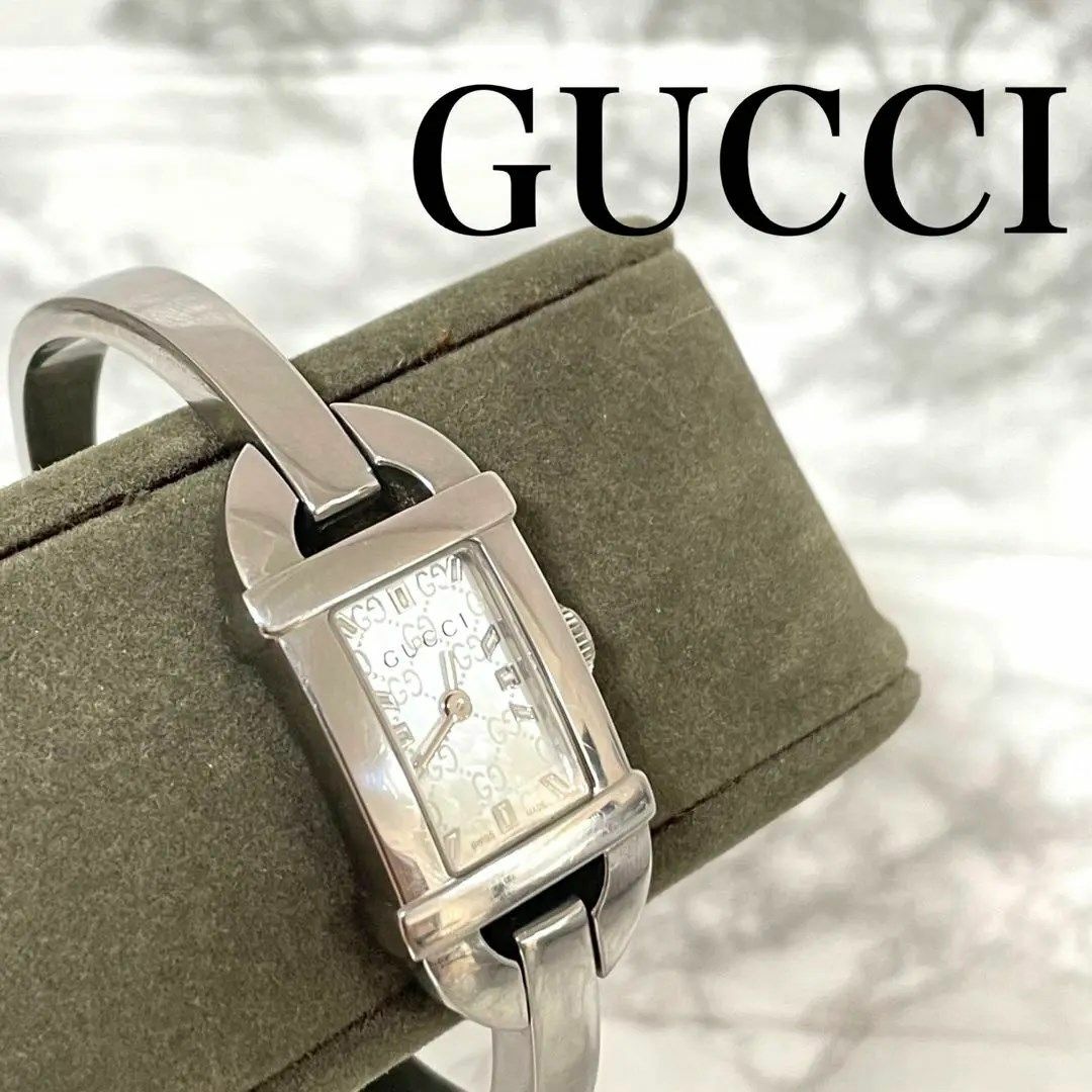 稼動品 GUCCI グッチ 6800L GGシェル文字盤 腕時計 バングル-