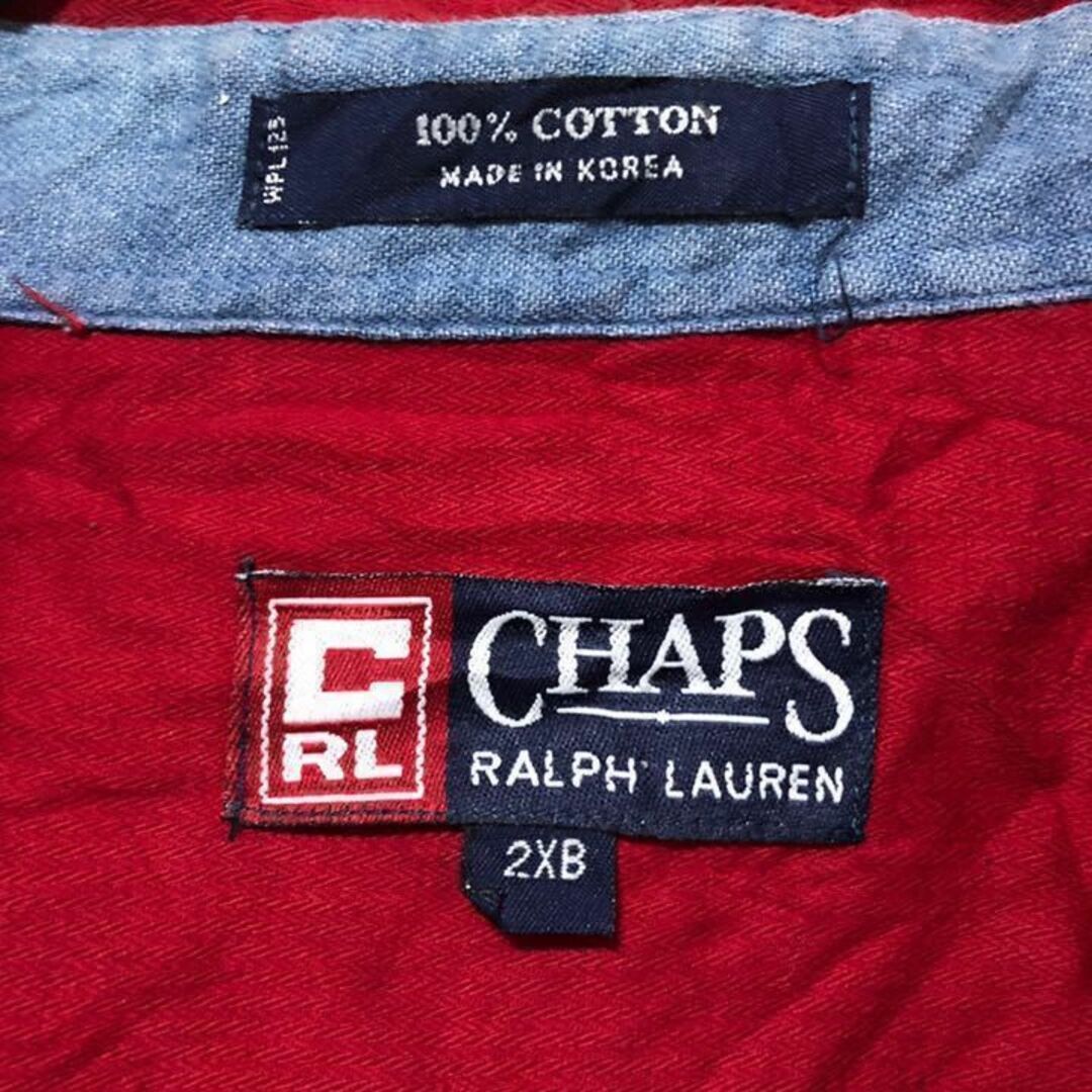 チャップス レッド 刺繍 ワンポイント USA ボタンダウン シャツ 90s