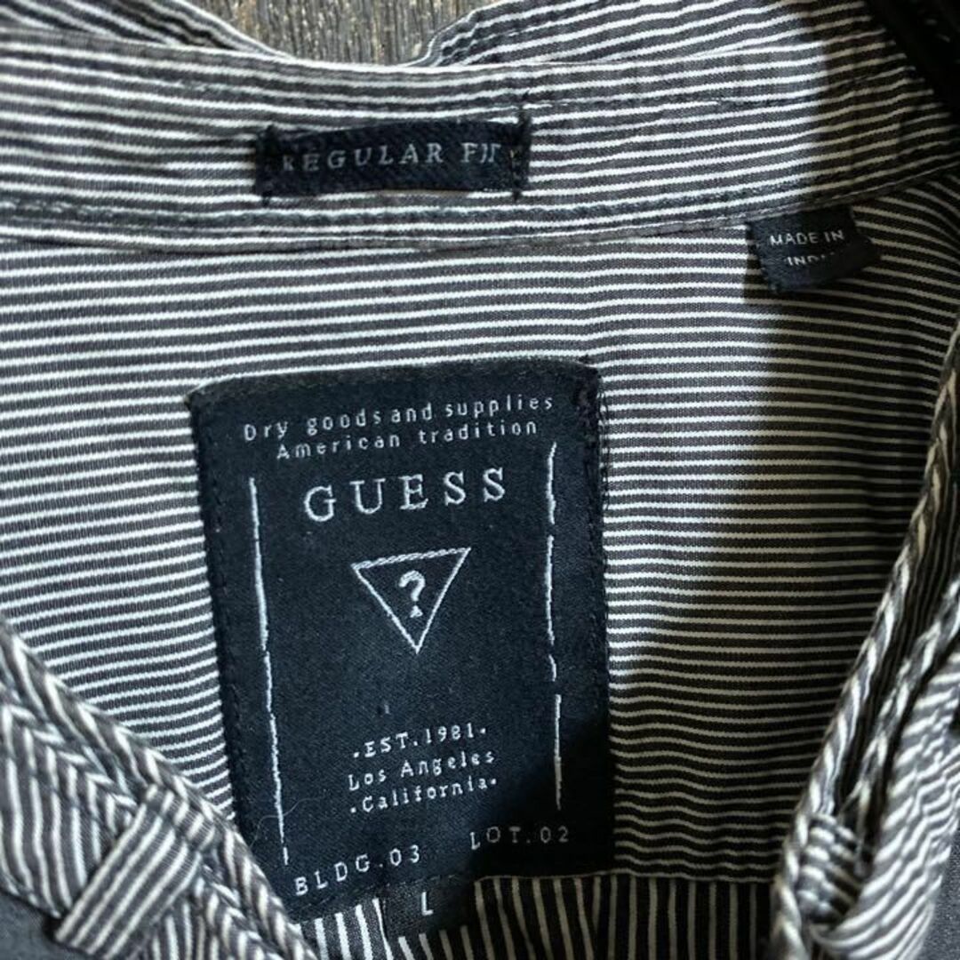 GUESS ゲス 長袖 シャツ メンズ ストライプ ブラック USA