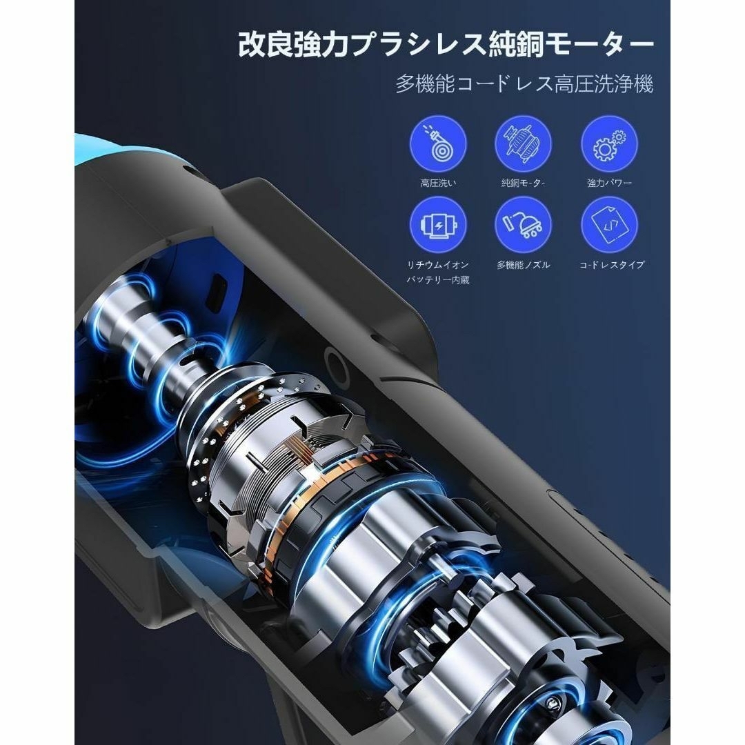 強化版】 高圧洗浄機 コードレス 充電式 家庭用 洗車 自吸式 多機能