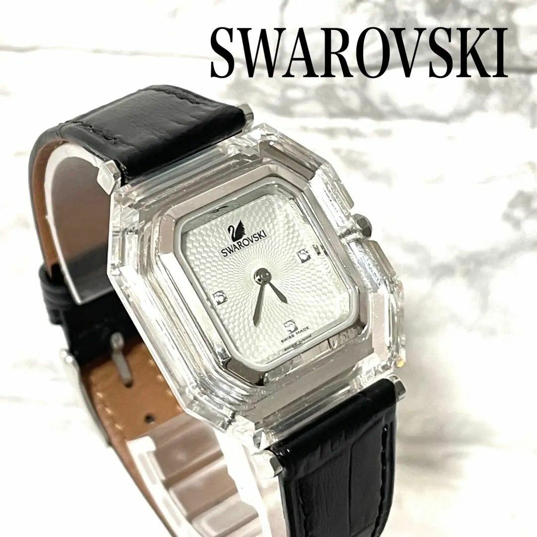 SWAROVSKI - 稼動品 スワロフスキー クリスタル オクタゴン 腕時計 3P