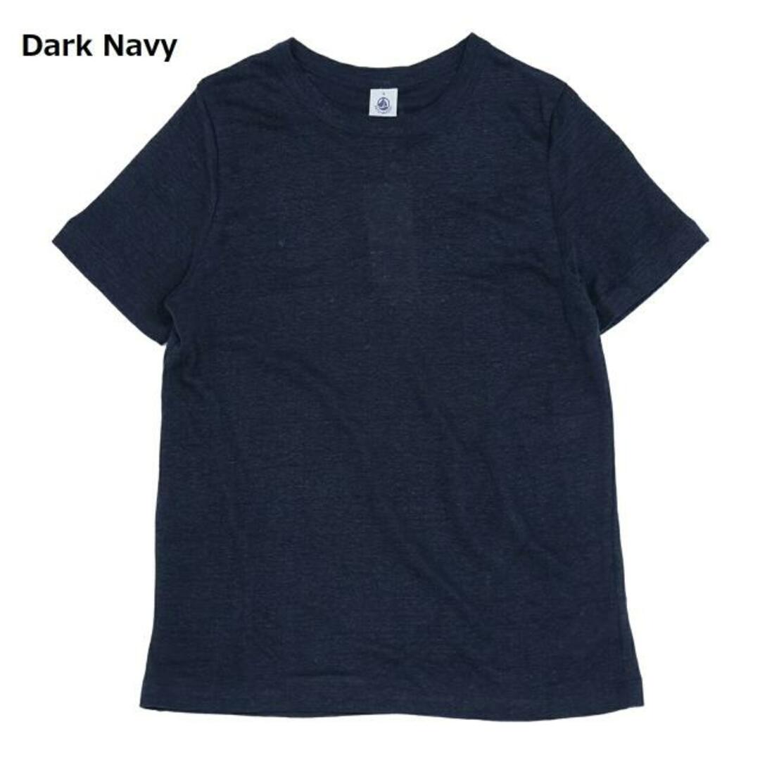 PETIT BATEAU（プチバトー）A070F01 リネンクルーネック半袖Ｔシャツ Dark Navy