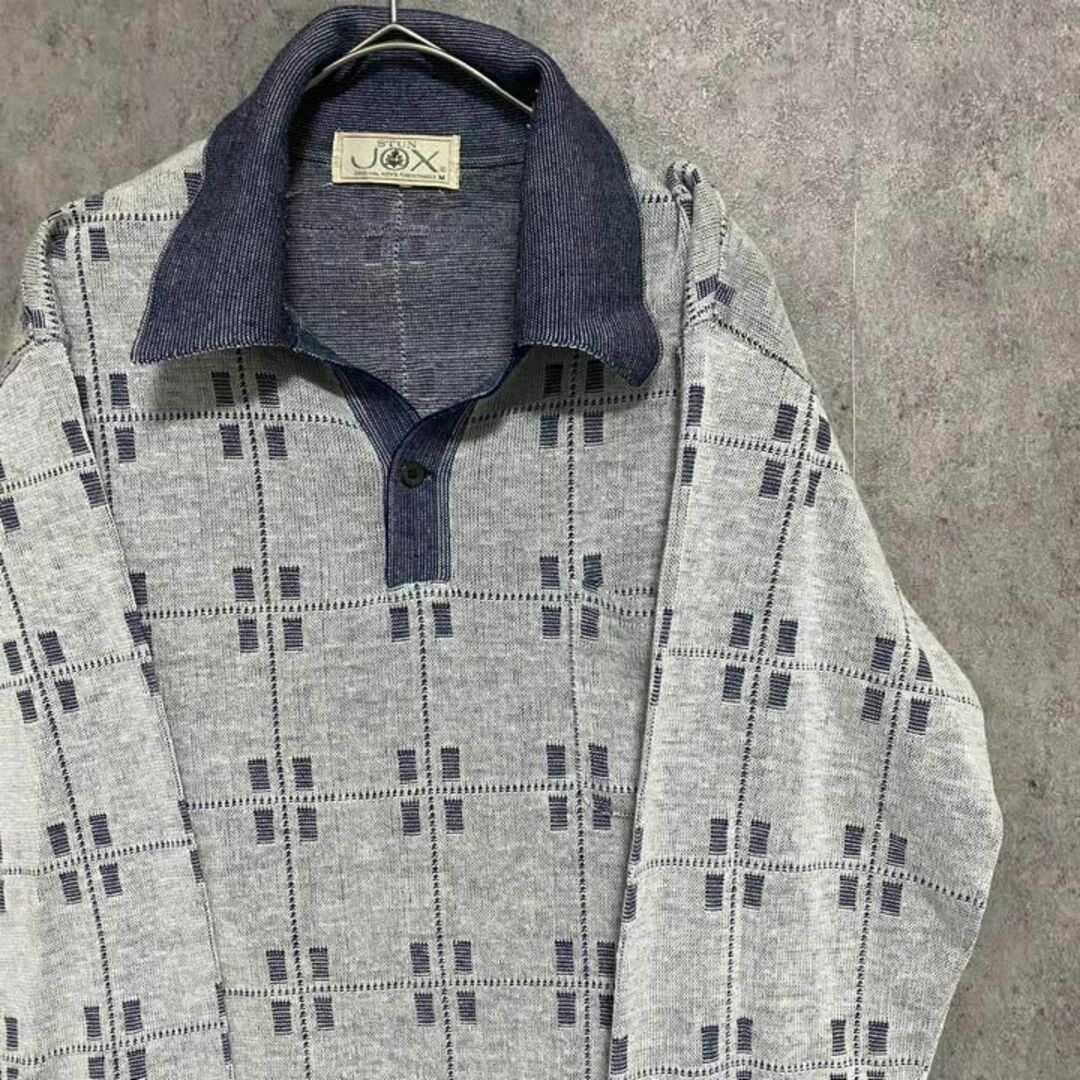90s vintage 総柄ニット セーター メンズ M 個性派 Y1
