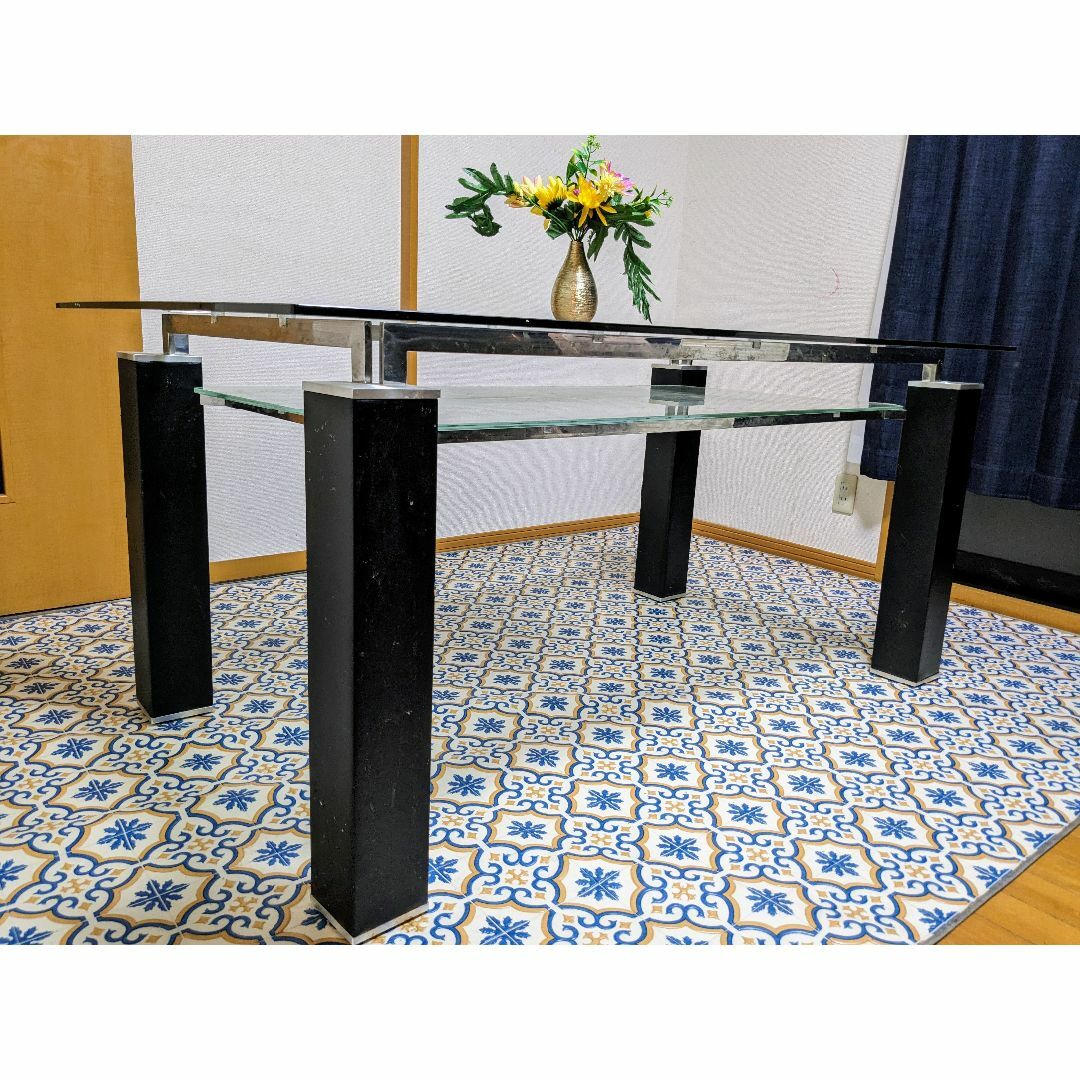 ニトリ ニューヨーク ガラス ダイニング テーブル - ダイニングテーブル