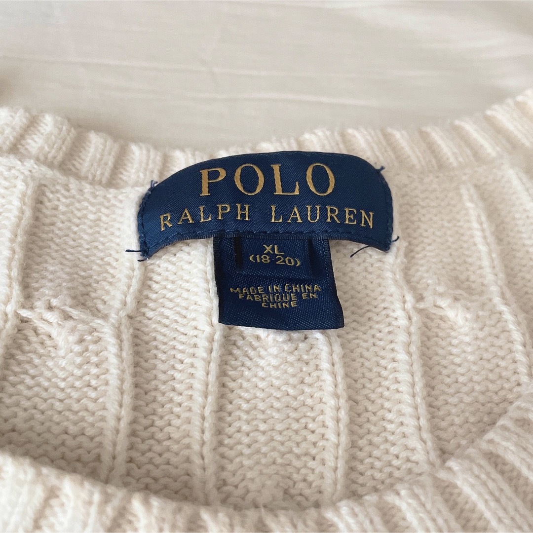 POLO RALPH LAUREN(ポロラルフローレン)のポロラルフローレン　コットンニット セーター XL ホワイト ゆったりサイズ レディースのトップス(ニット/セーター)の商品写真
