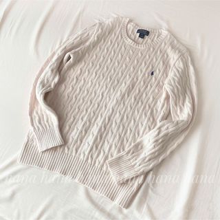 ポロラルフローレン(POLO RALPH LAUREN)のポロラルフローレン　コットンニット セーター XL ホワイト ゆったりサイズ(ニット/セーター)