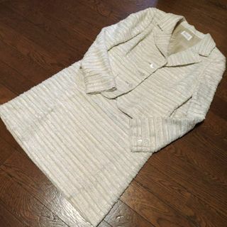 186超美品 ハロッズ スカートセットアップ 2 ツイード ベージュ ボーダー