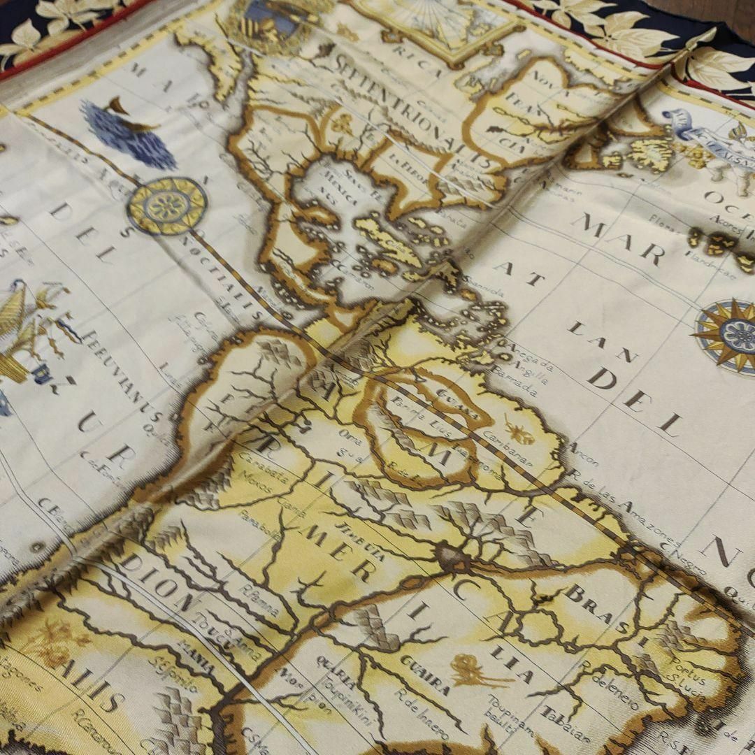 1725超美品　スカーフ　ストール　クリスチャンディオール　シルク100　地図柄