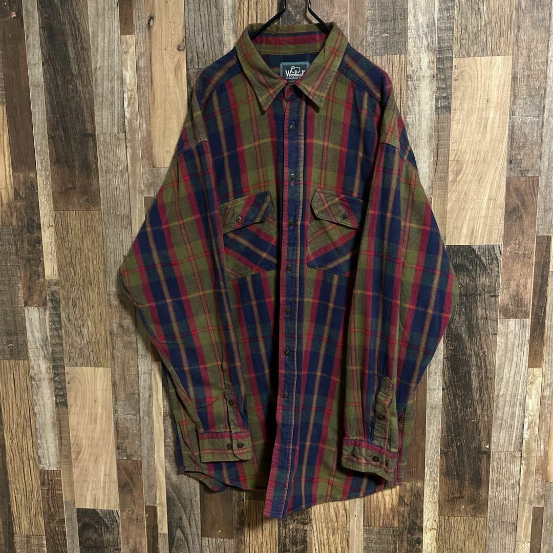 WOOLRICH - ウールリッチ 長袖 シャツ チェック柄 カーキ USA製 XXL