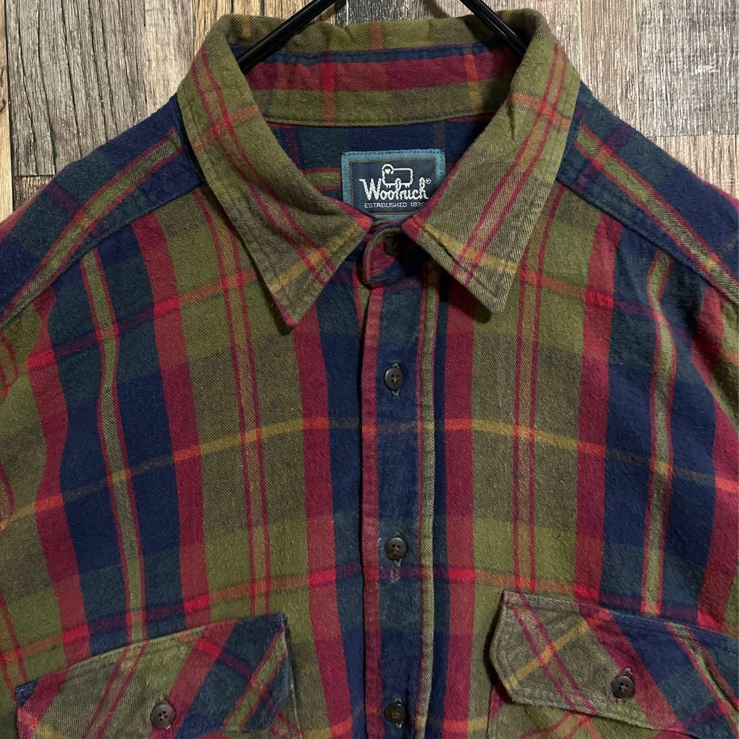 WOOLRICH - ウールリッチ 長袖 シャツ チェック柄 カーキ USA製 XXL
