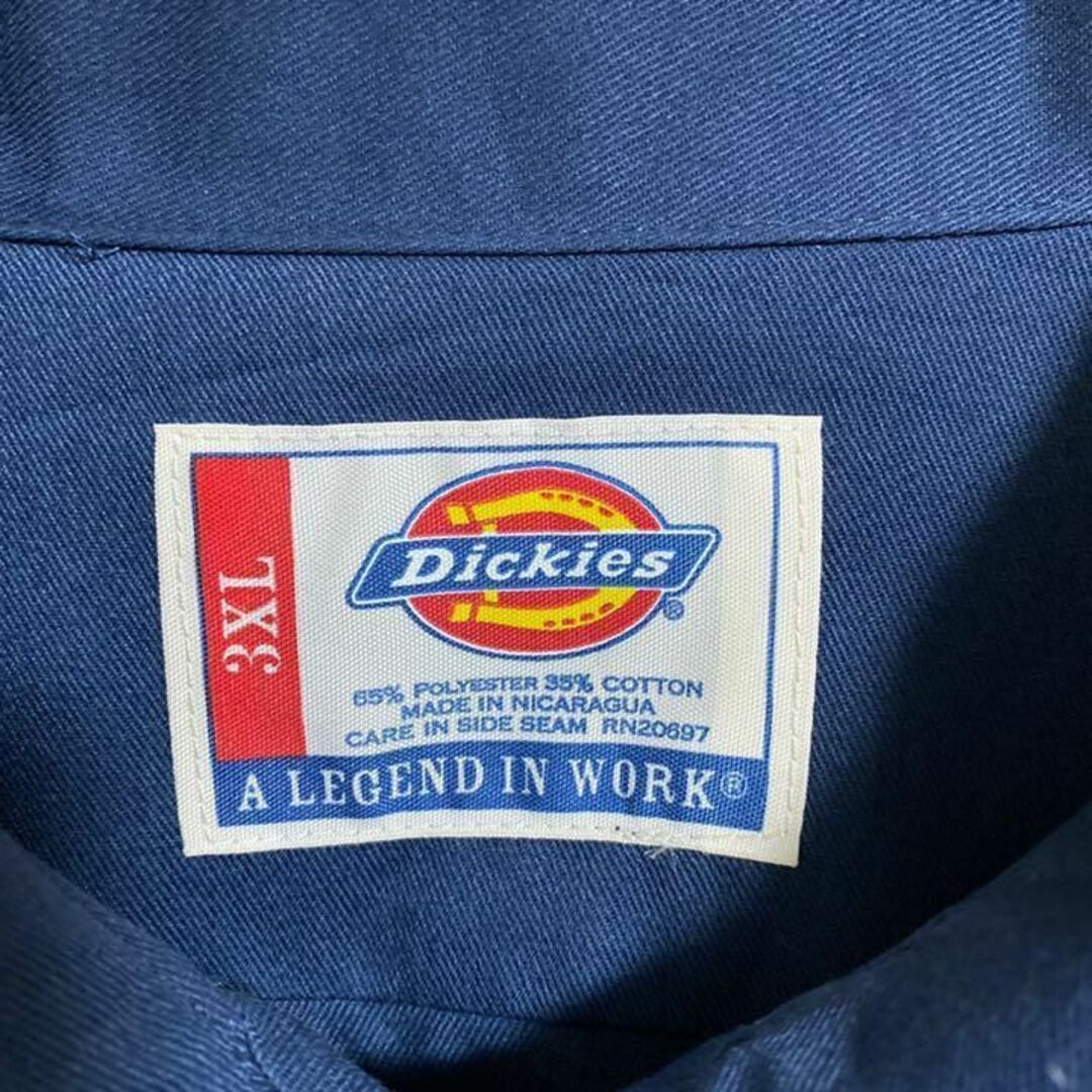 ディッキーズ メンズ 半袖 ワークシャツ 紺 ビッグシルエット 3XLUSA