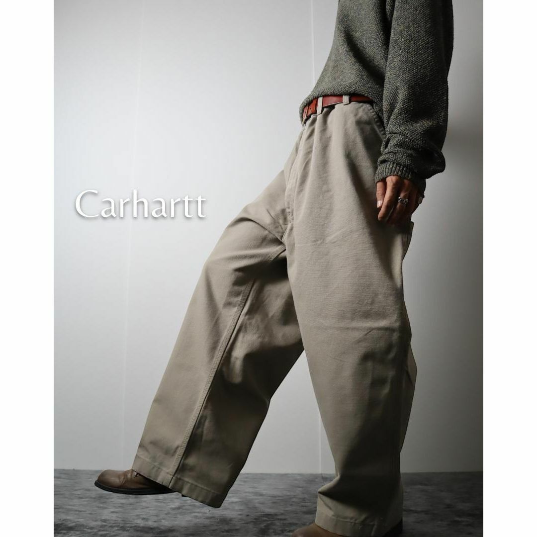 【美品】carhartt ペインター パンツ　ダブルニー　ダック地　ロゴ革パッチ