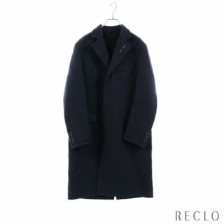 ステープルズエディション ダブルフェイス モノグラム フライフロント チェスターコート ウール ネイビー ピン付き