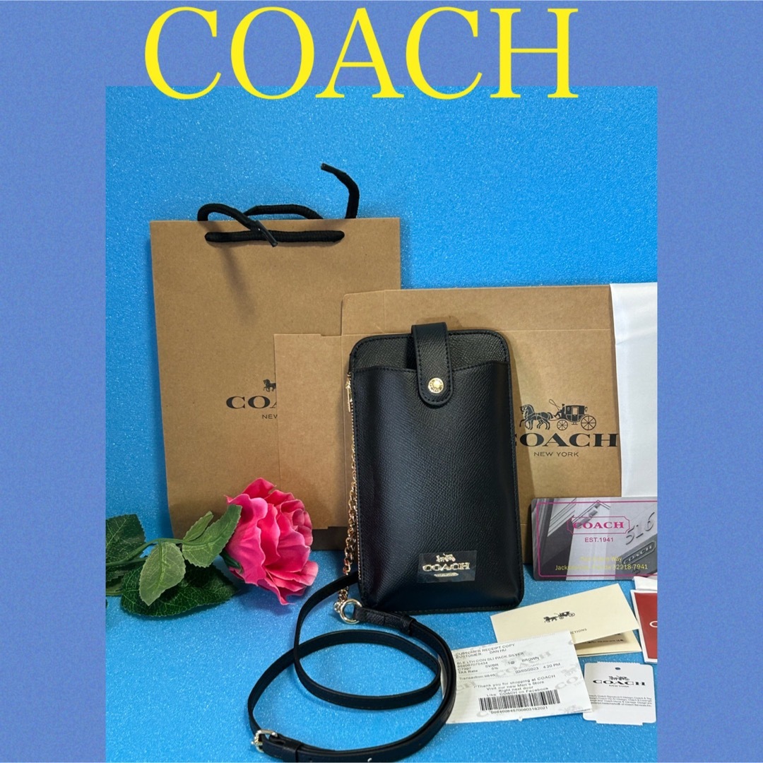 COACH スマホショルダー出品♡黒 - ショルダーバッグ