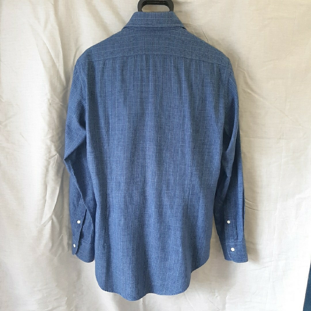 鎌倉シャツ カシミア混ネルシャツ 39-83 ホリゾンタルカラー グレンチェック 5