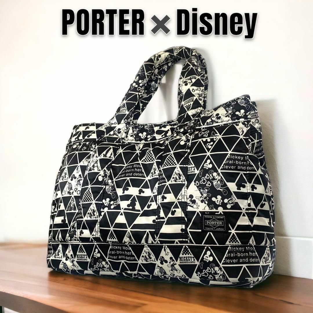 希少 美品 PORTER×Disney コラボ トートバッグ モノトーン 総柄 | フリマアプリ ラクマ