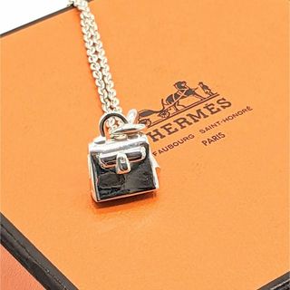 HERMES エルメス   ネックレス  メタル ラッカー  シルバー ライトブルー  ペンダント シェーヌダンクル マイヨン 【本物保証】