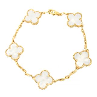 ヴァンクリーフアンドアーペル(Van Cleef & Arpels)のヴァンクリーフ＆アーペル ヴィンテージアルハンブラ ブレスレット 5モチーフ #18 VCARA41800 Au750(K18YG) レディース Van Cleef & Arpels [美品] 【中古】 【ジュエリー】(ブレスレット/バングル)